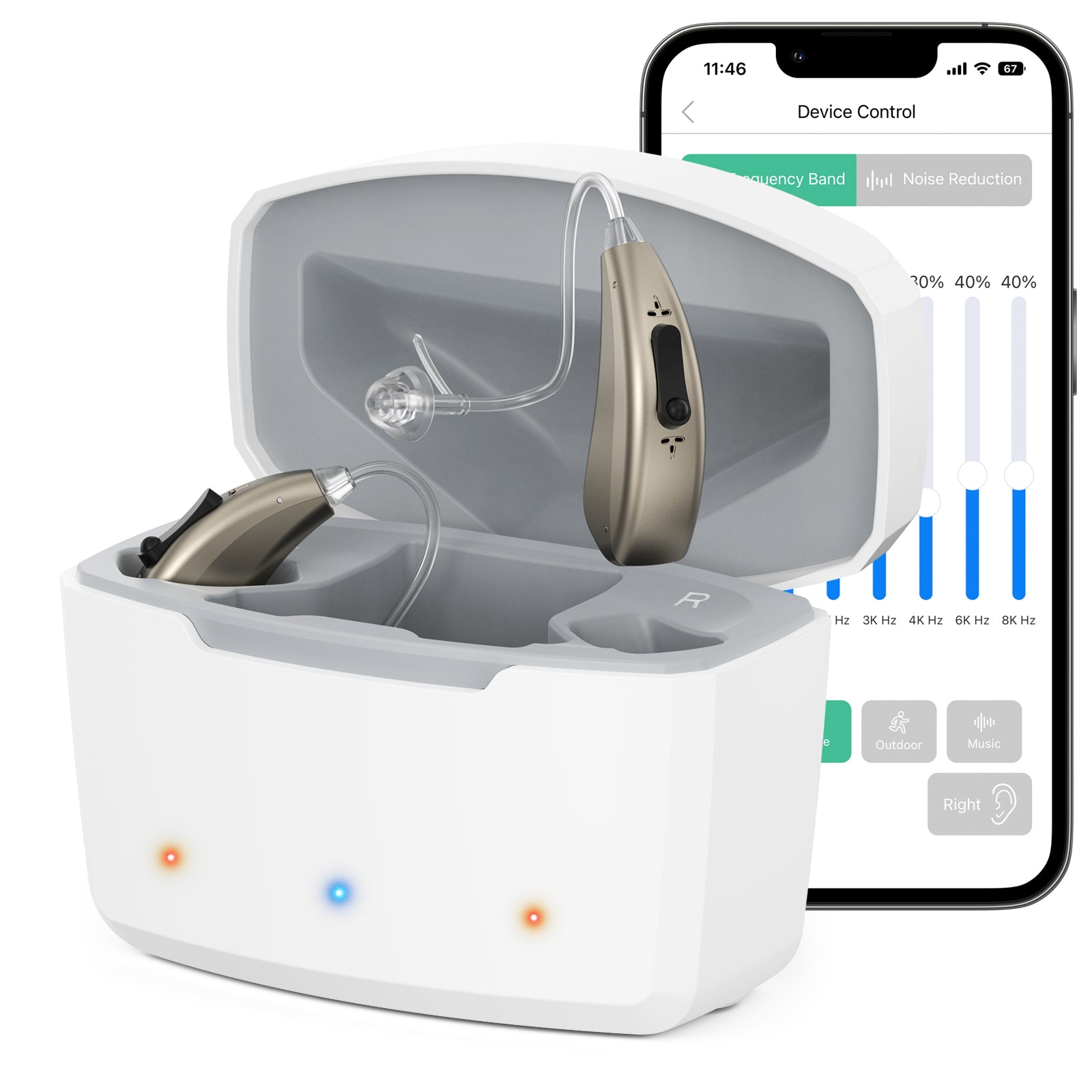 Earrck Rechargeable Bluetooth Hearing Aids with App Control