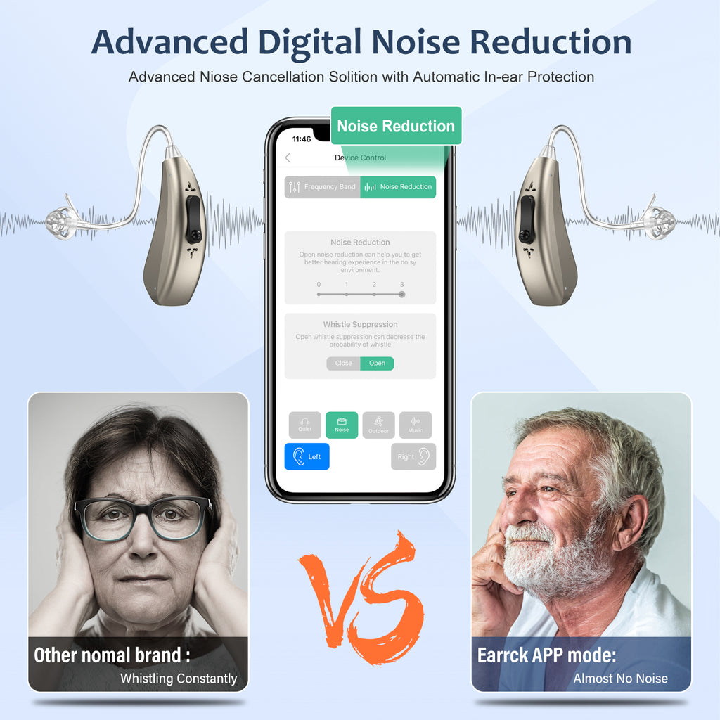 Earrck Rechargeable Bluetooth Hearing Aids with App Control