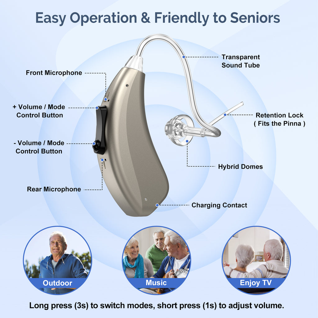 Earrck Rechargeable Bluetooth Hearing Aids with App Control